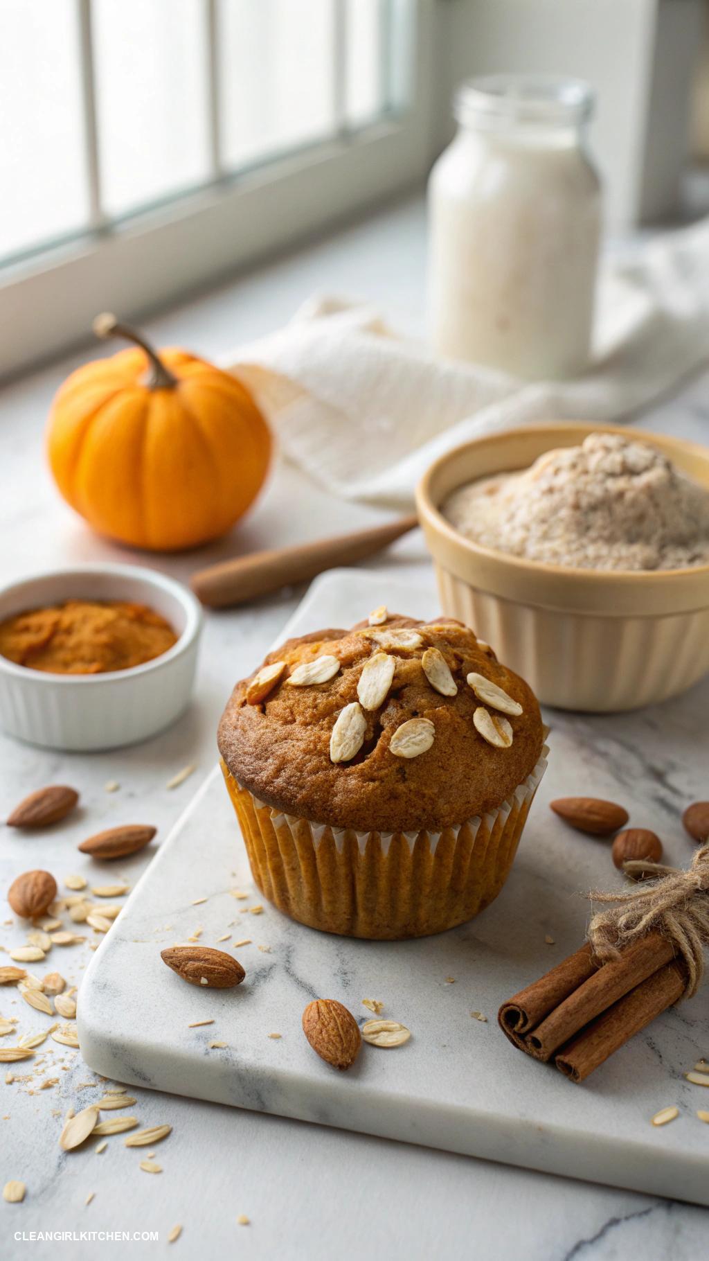 healthy baking recipes Pumpkin Almond Muffins