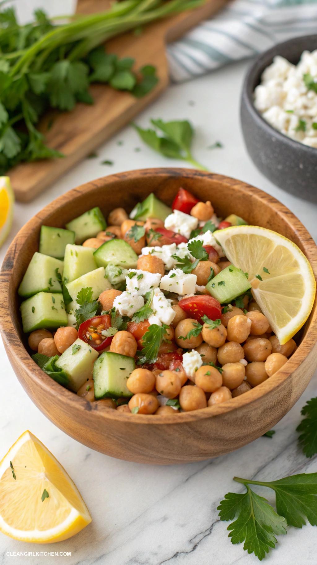 healthy bowl recipes Mediterranean Chickpea Bowl with Cucumber and Feta