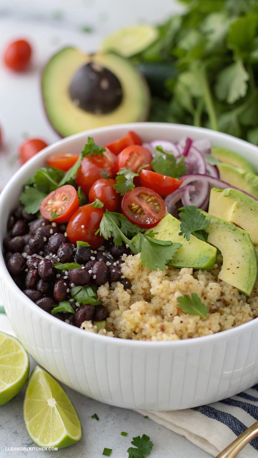 healthy bowl recipes Quinoa and Black Bean Bowl with Avocado