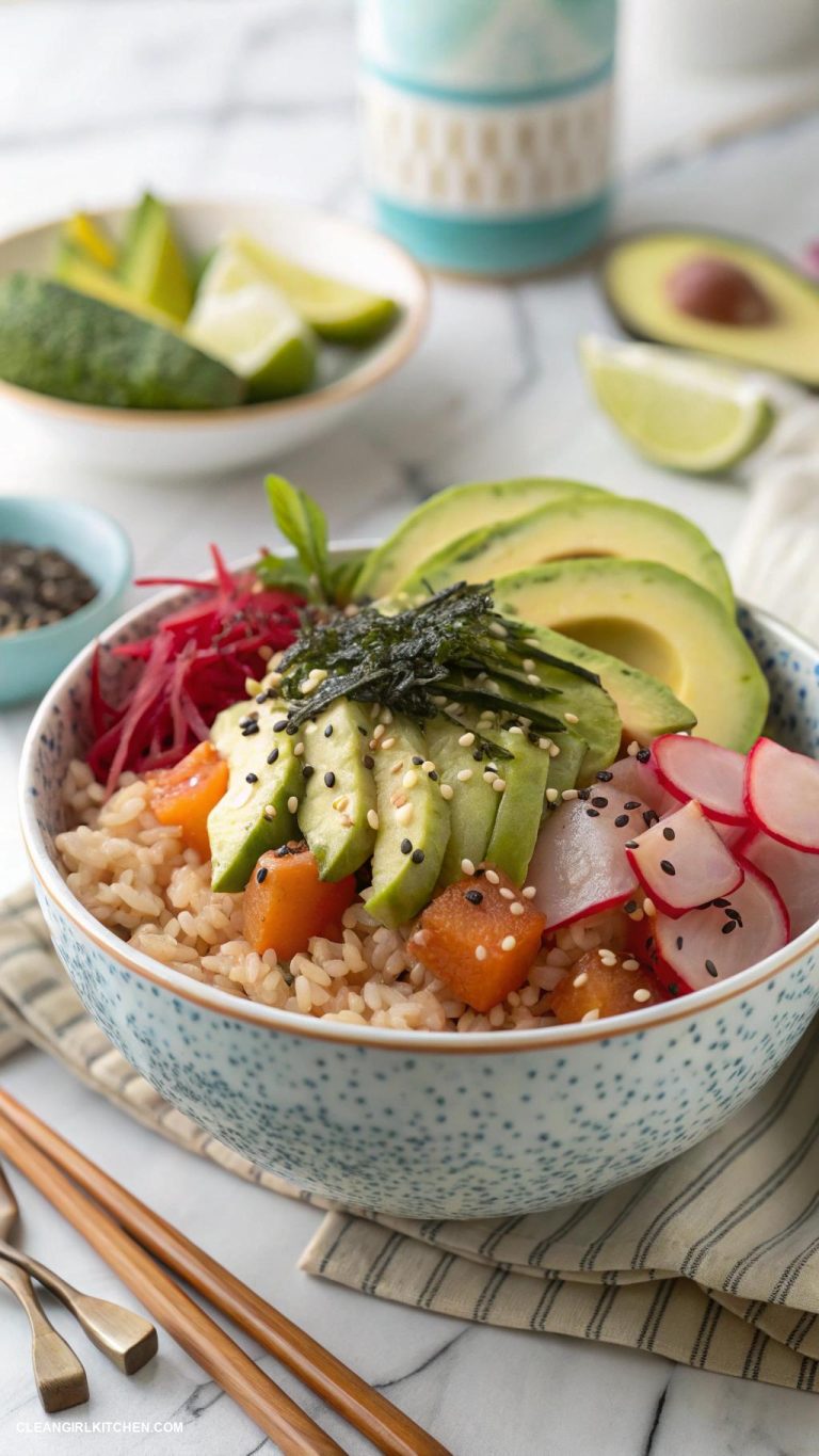 healthy bowl recipes Sushi Bowl with Brown Rice Avocado and Seaweed