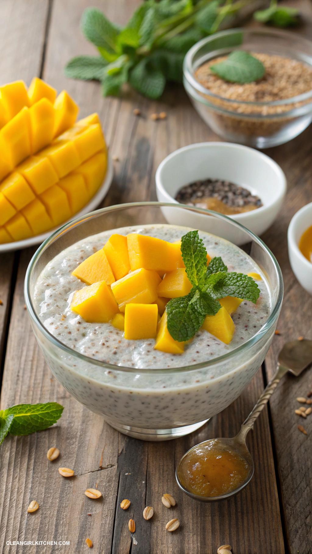 healthy breakfast recipes Chia Pudding with Coconut Milk and Mango