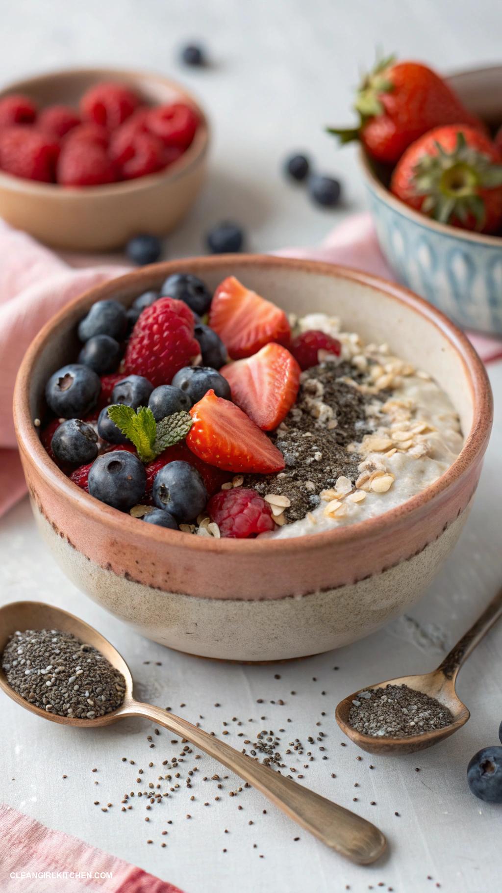 healthy breakfast recipes Overnight Oats with Chia Seeds and Berries
