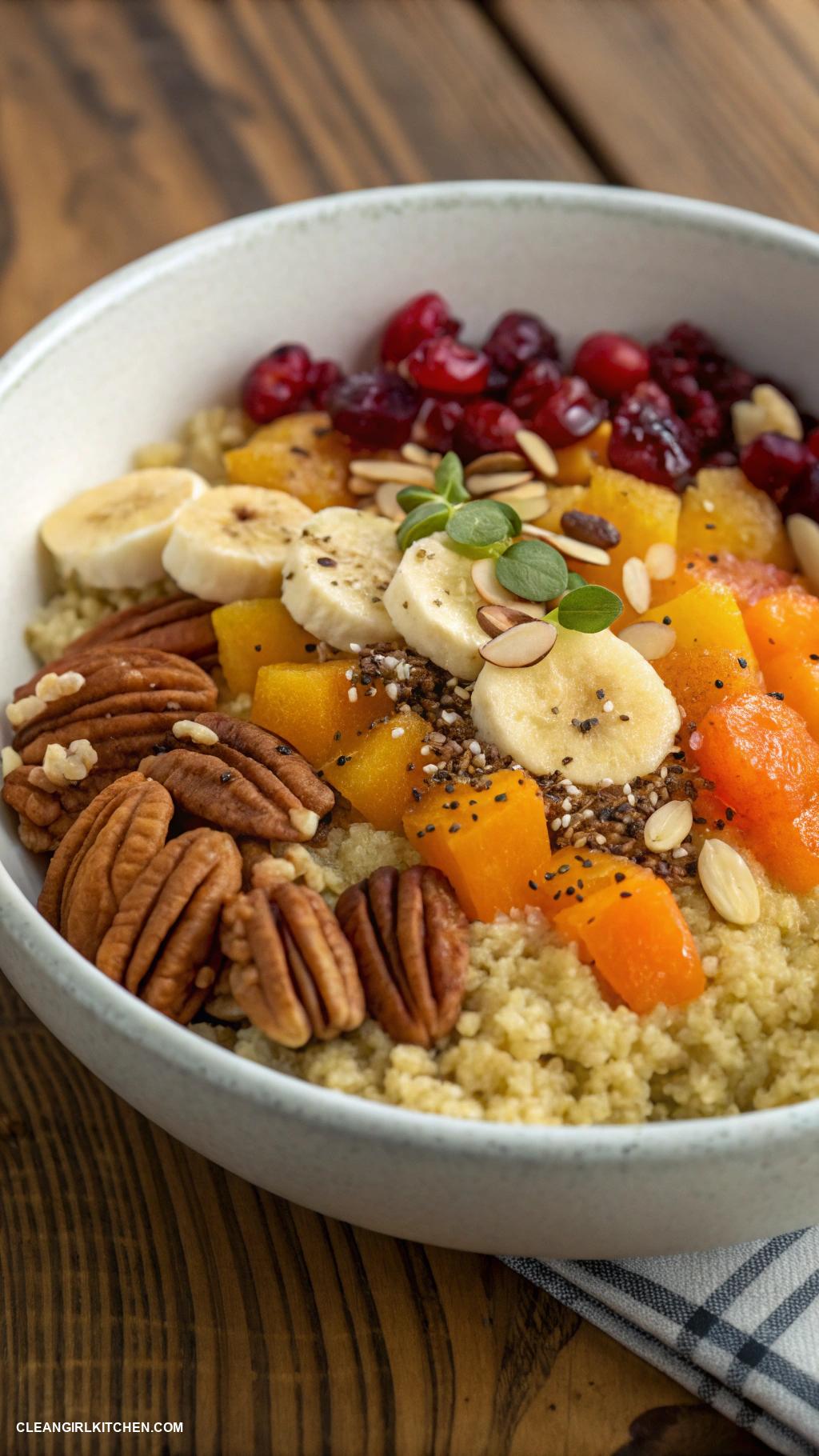 healthy breakfast recipes Quinoa Breakfast Bowl with Nuts and Dried Fruits