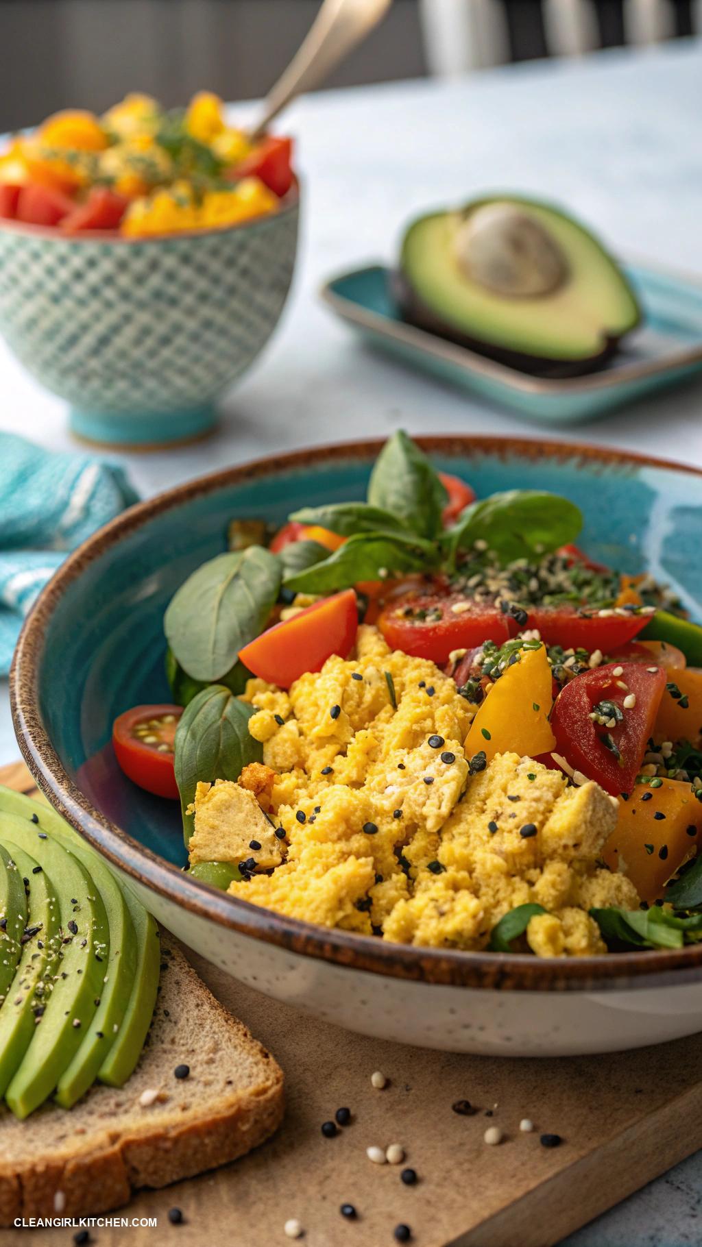 healthy breakfast recipes Scrambled Tofu with Vegetables and Whole Grain Toast
