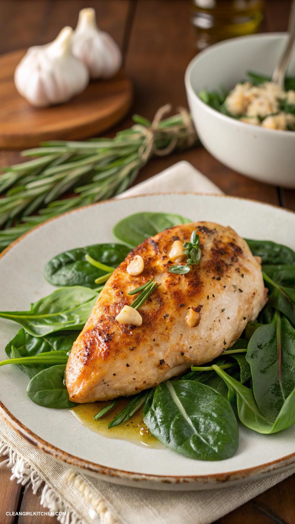 healthy chicken recipes Baked Chicken Breast with Garlic and Spinach
