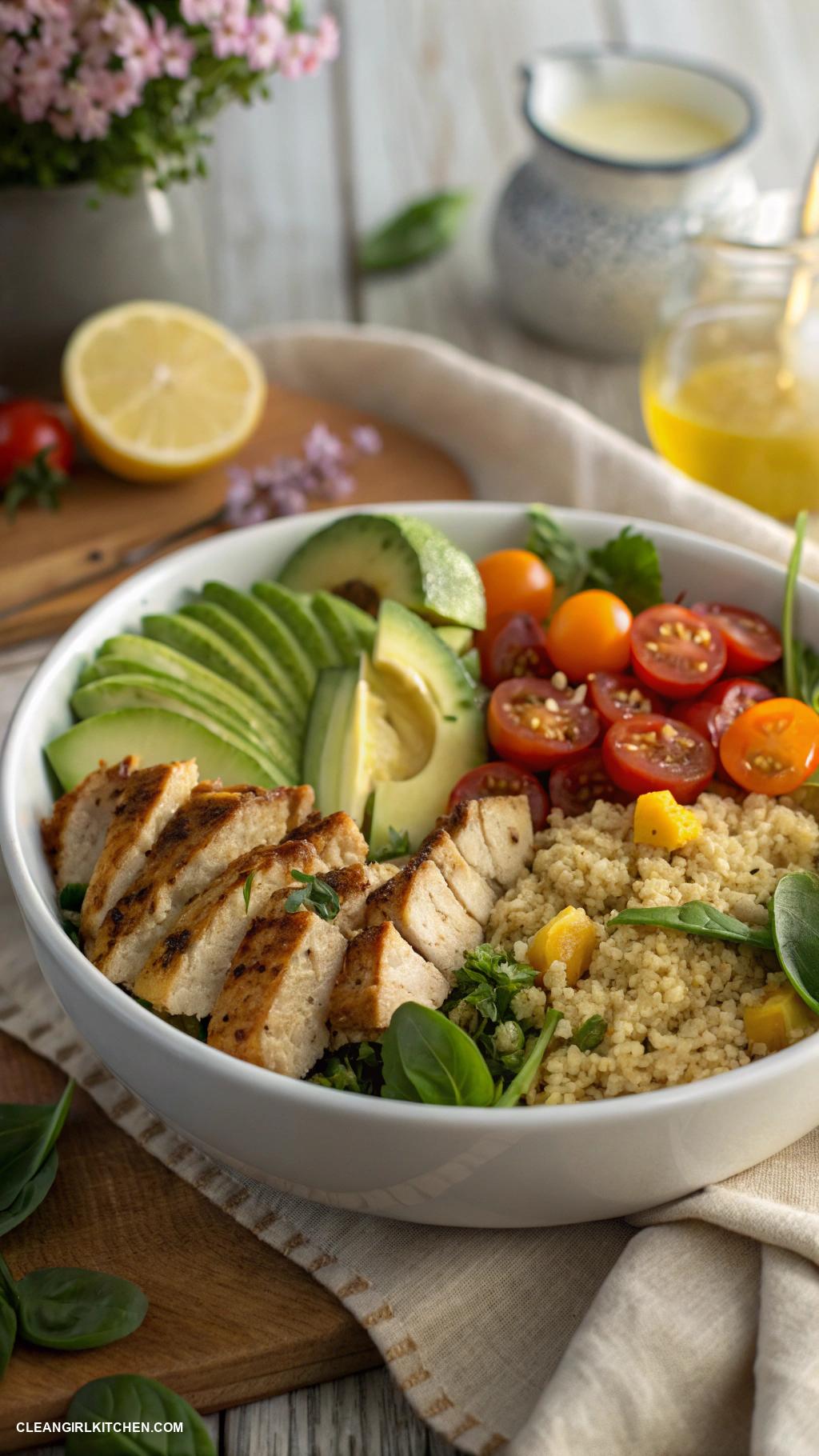 healthy chicken recipes Chicken and Quinoa Salad with Avocado