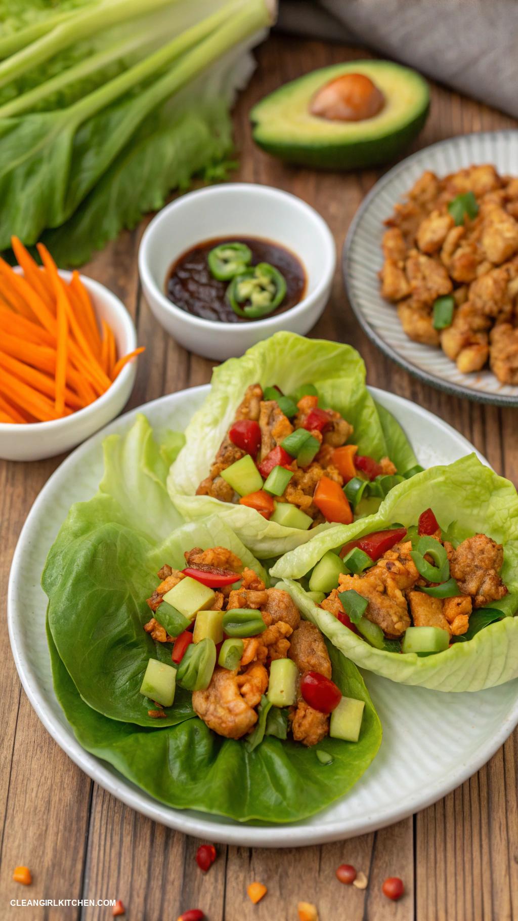 healthy chicken recipes Spicy Chicken Lettuce Wraps