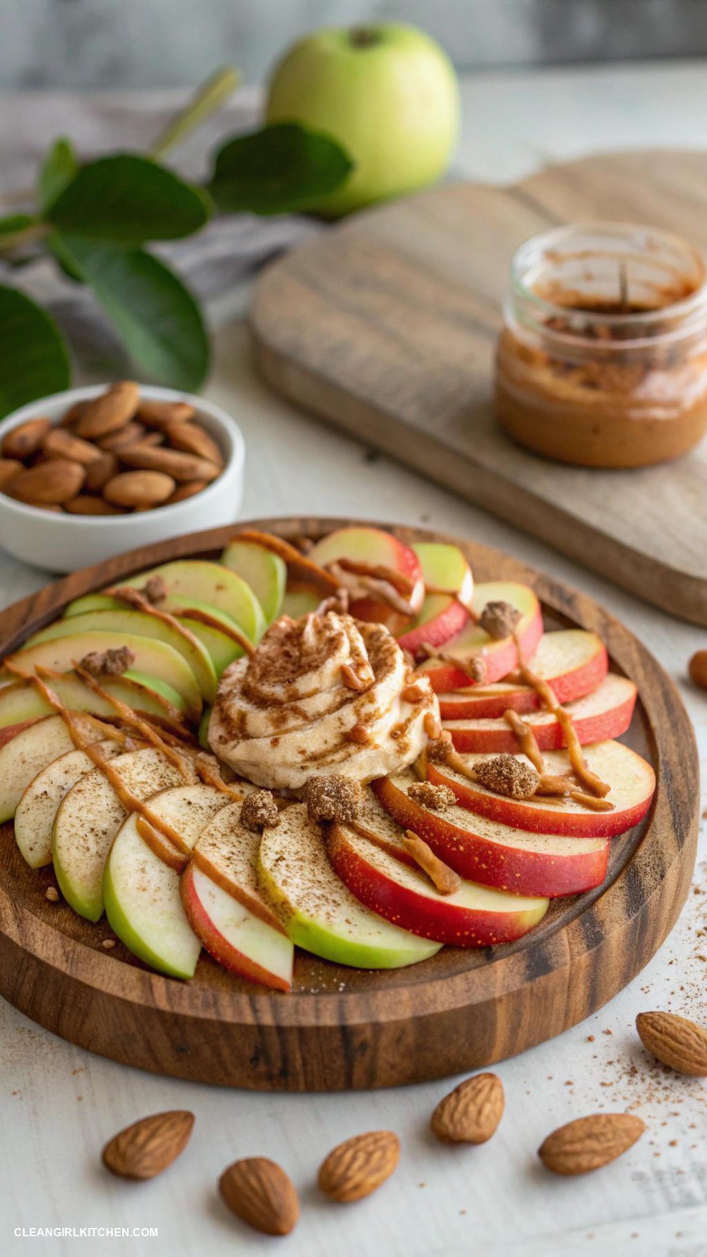 healthy dessert recipes Apple Nachos with Almond Butter and Cinnamon