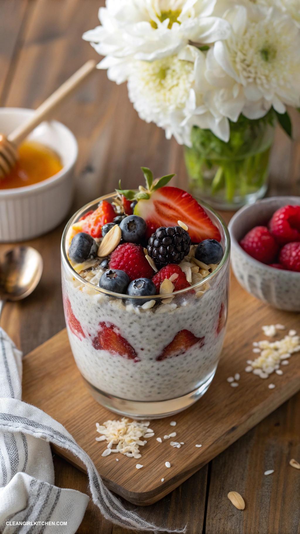 healthy dessert recipes Chia Seed Pudding with Almond Milk and Berries
