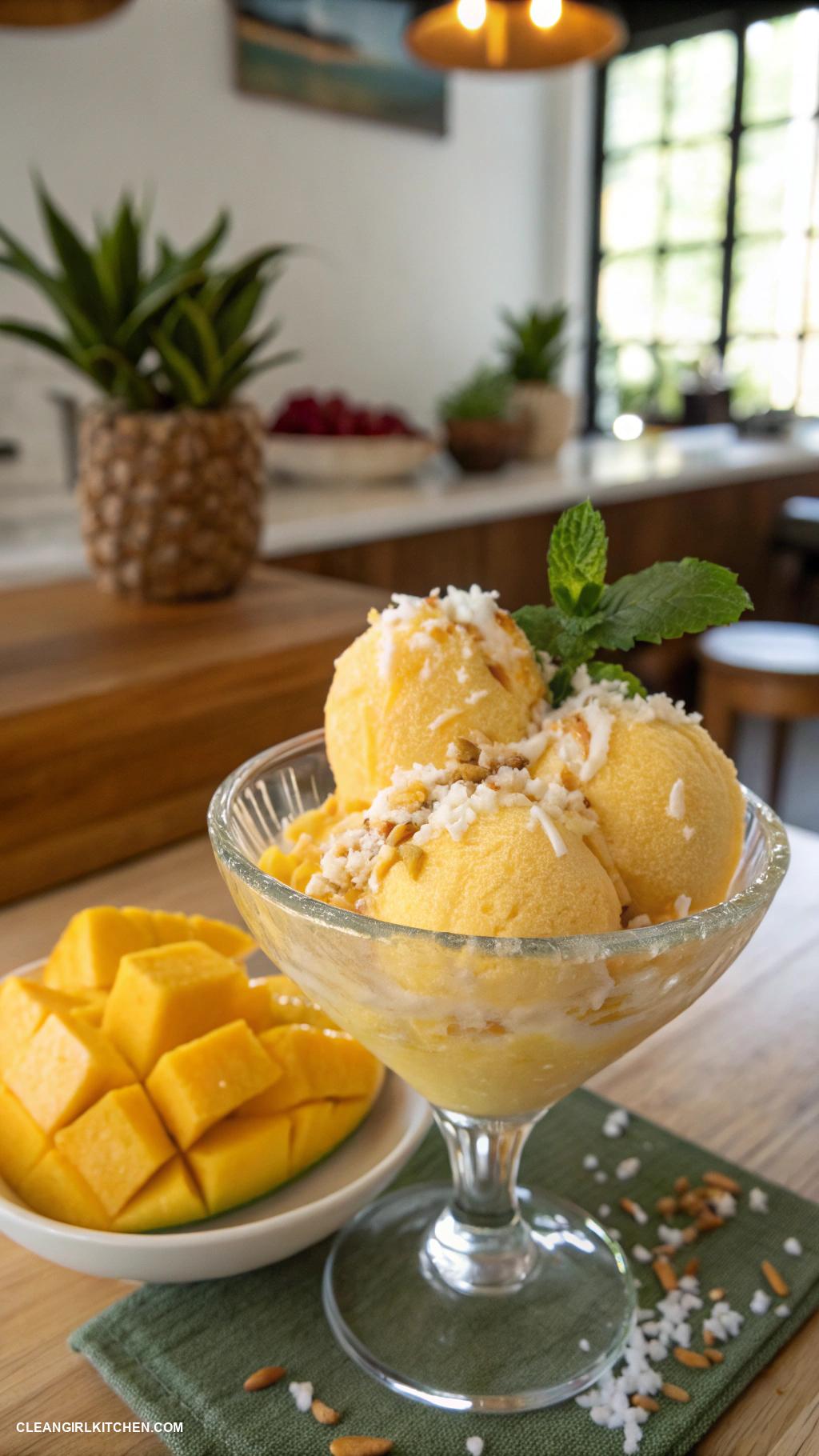 healthy dessert recipes Mango Coconut Sorbet