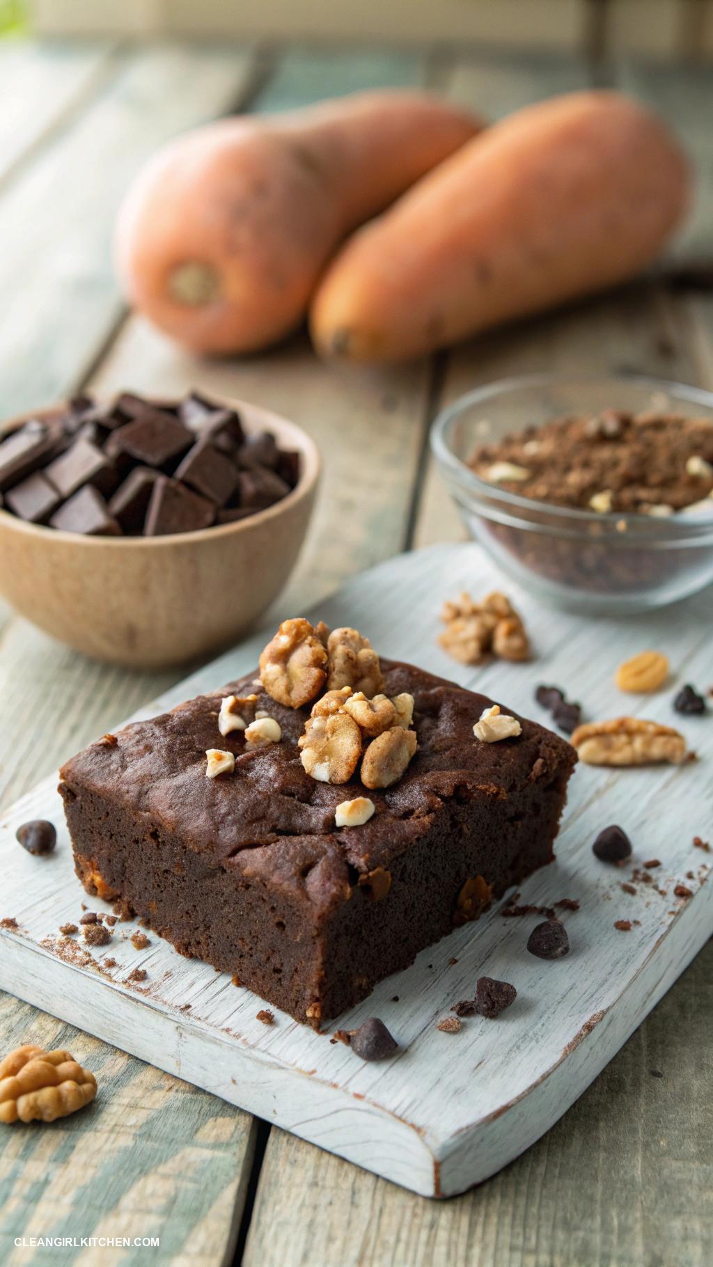 healthy dessert recipes Sweet Potato Brownies with Walnuts
