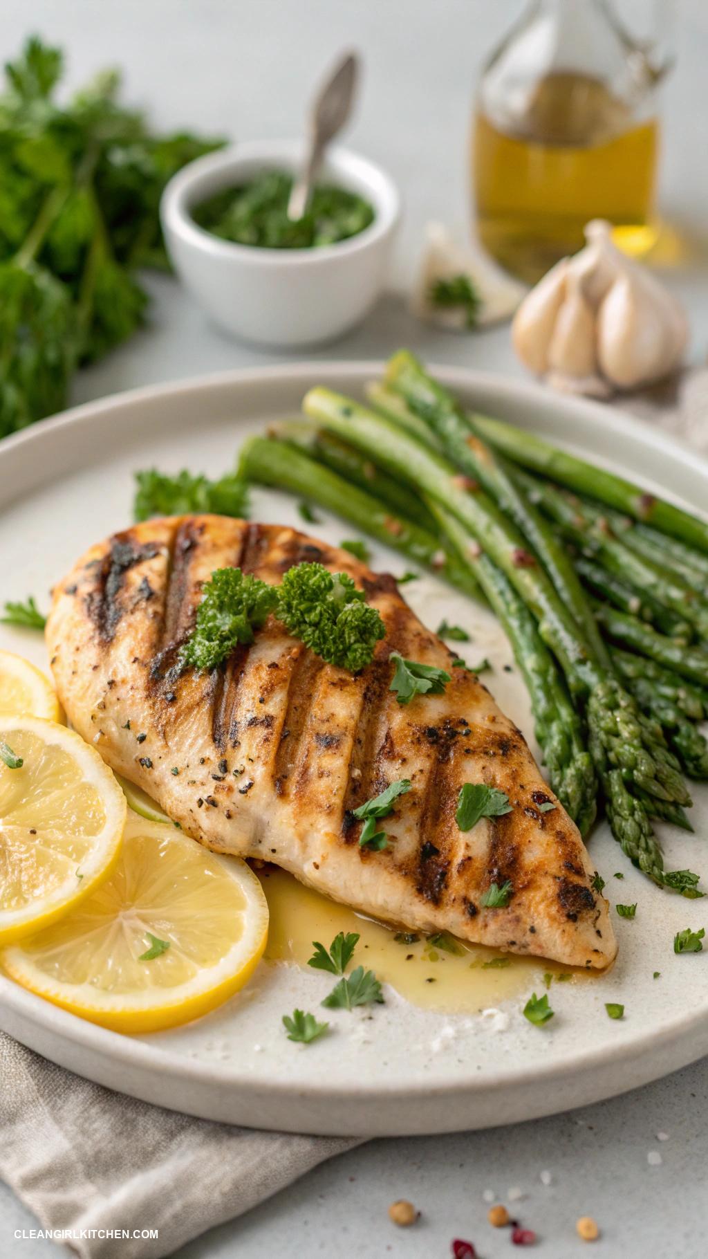 healthy dinner recipes Grilled Lemon Herb Chicken with Asparagus