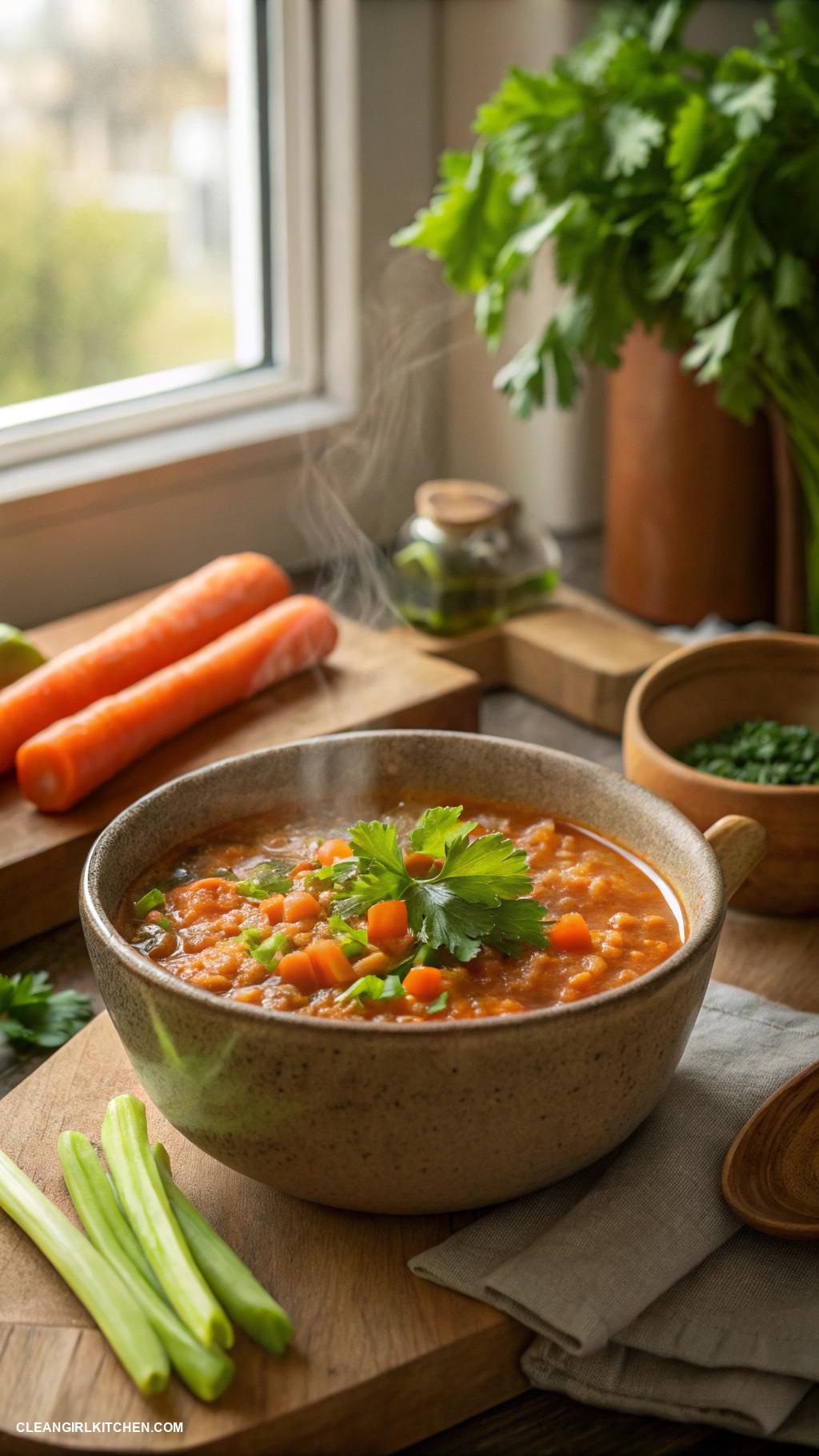 healthy dinner recipes Lentil Soup with Carrots and Celery