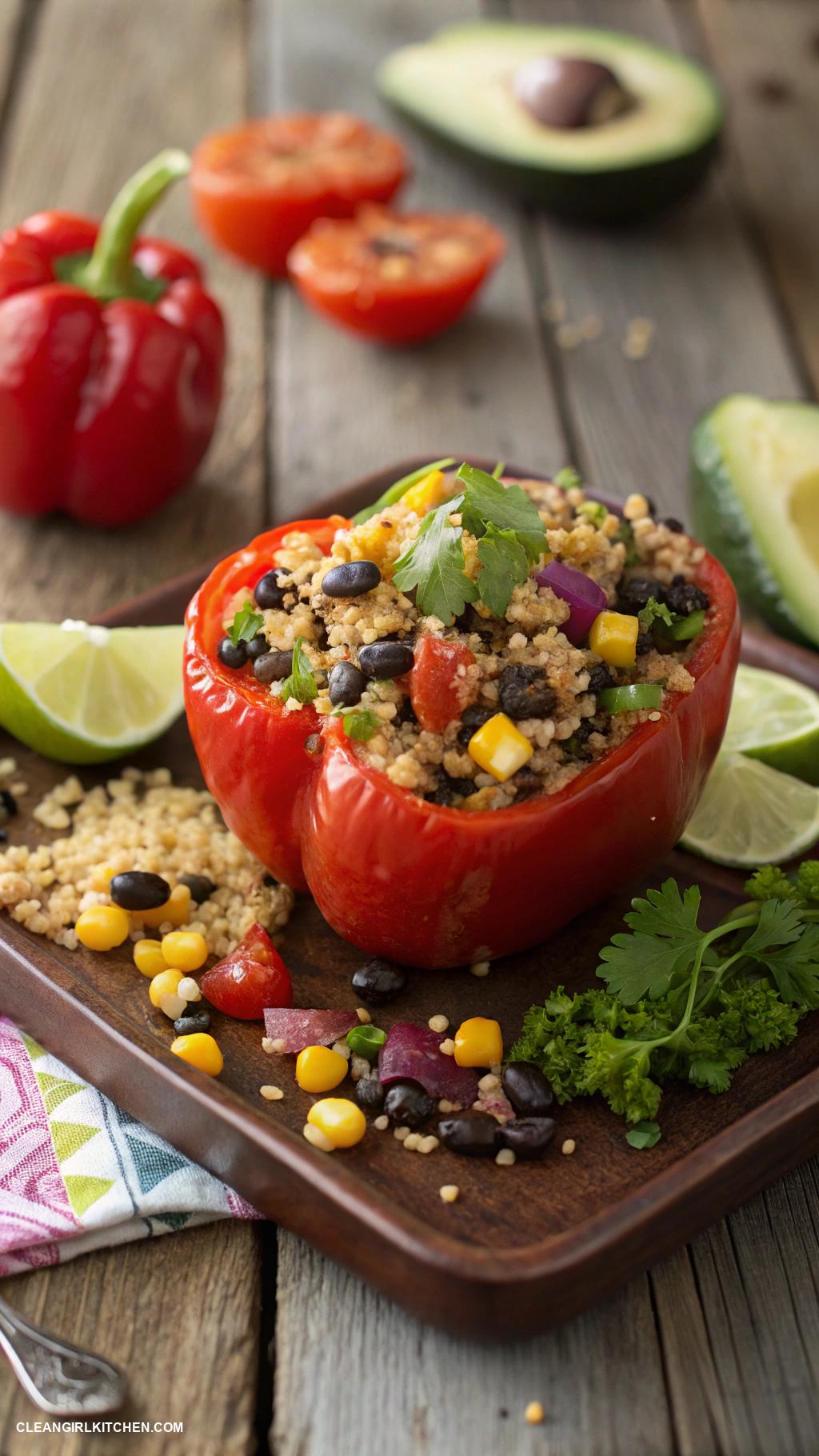 healthy dinner recipes Quinoa and Black Bean Stuffed Peppers