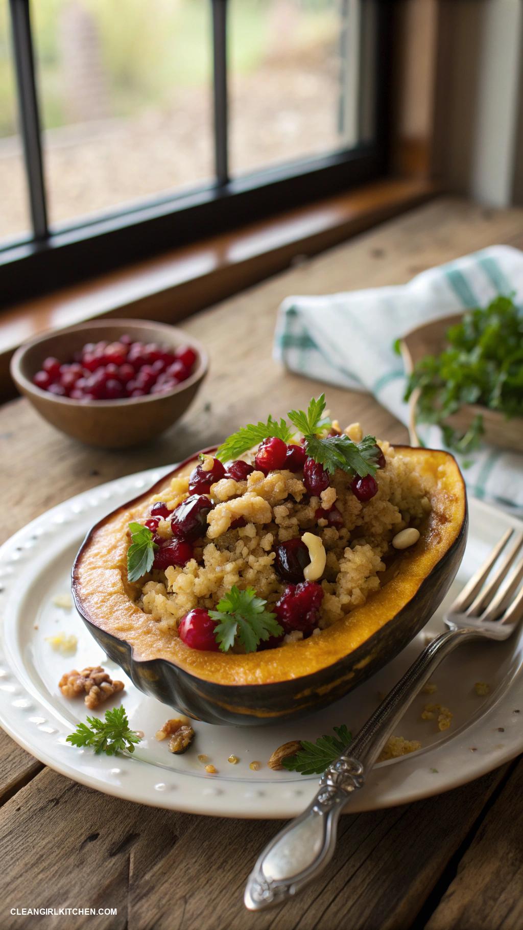 healthy dinner recipes Stuffed Acorn Squash with Quinoa and Cranberries