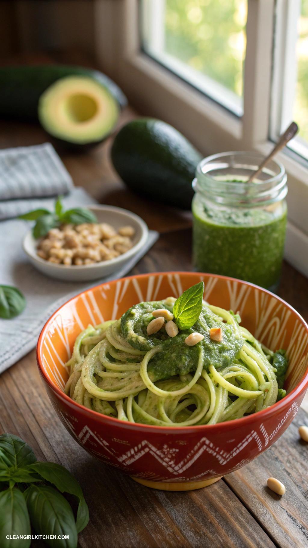 healthy dinner recipes Zucchini Noodles with Avocado Pesto