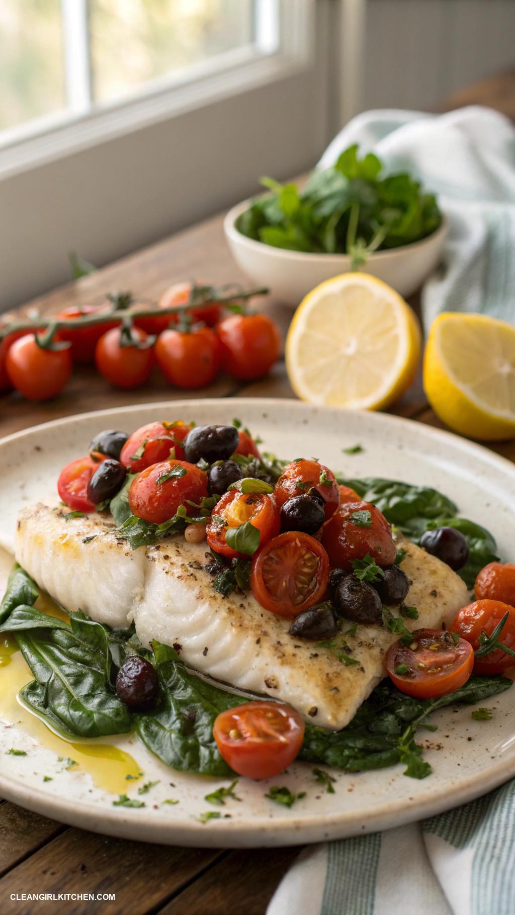 healthy fish recipes Baked Cod with Tomatoes and Olives