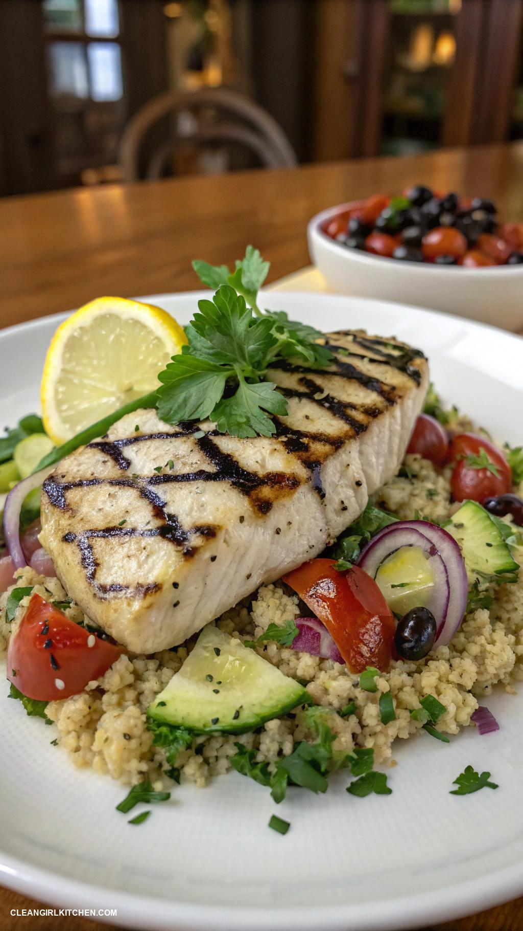healthy fish recipes Mediterranean Grilled Swordfish