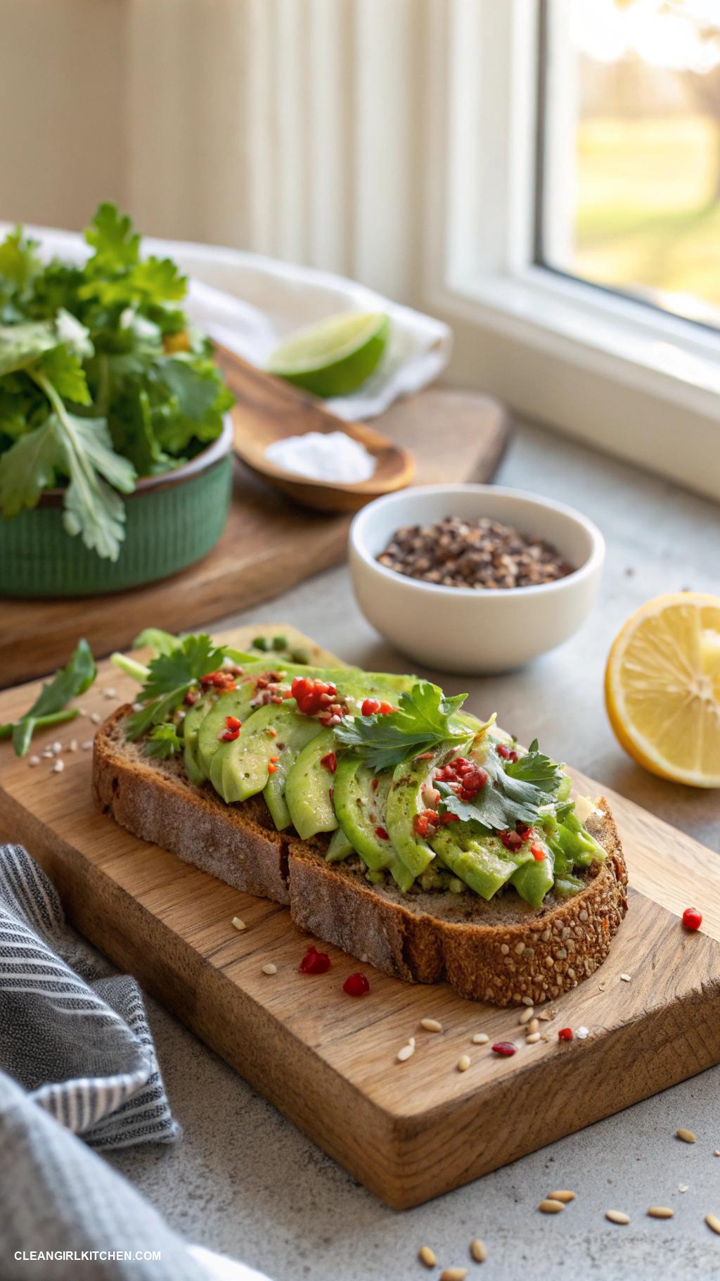 healthy foods Avocado Toast on Whole Grain Bread