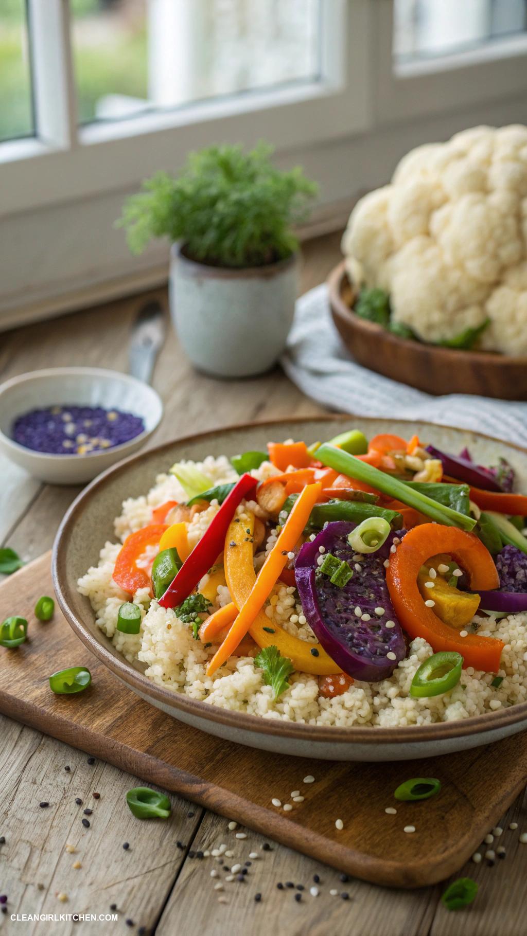 healthy foods Cauliflower Rice Stir Fry with Vegetables