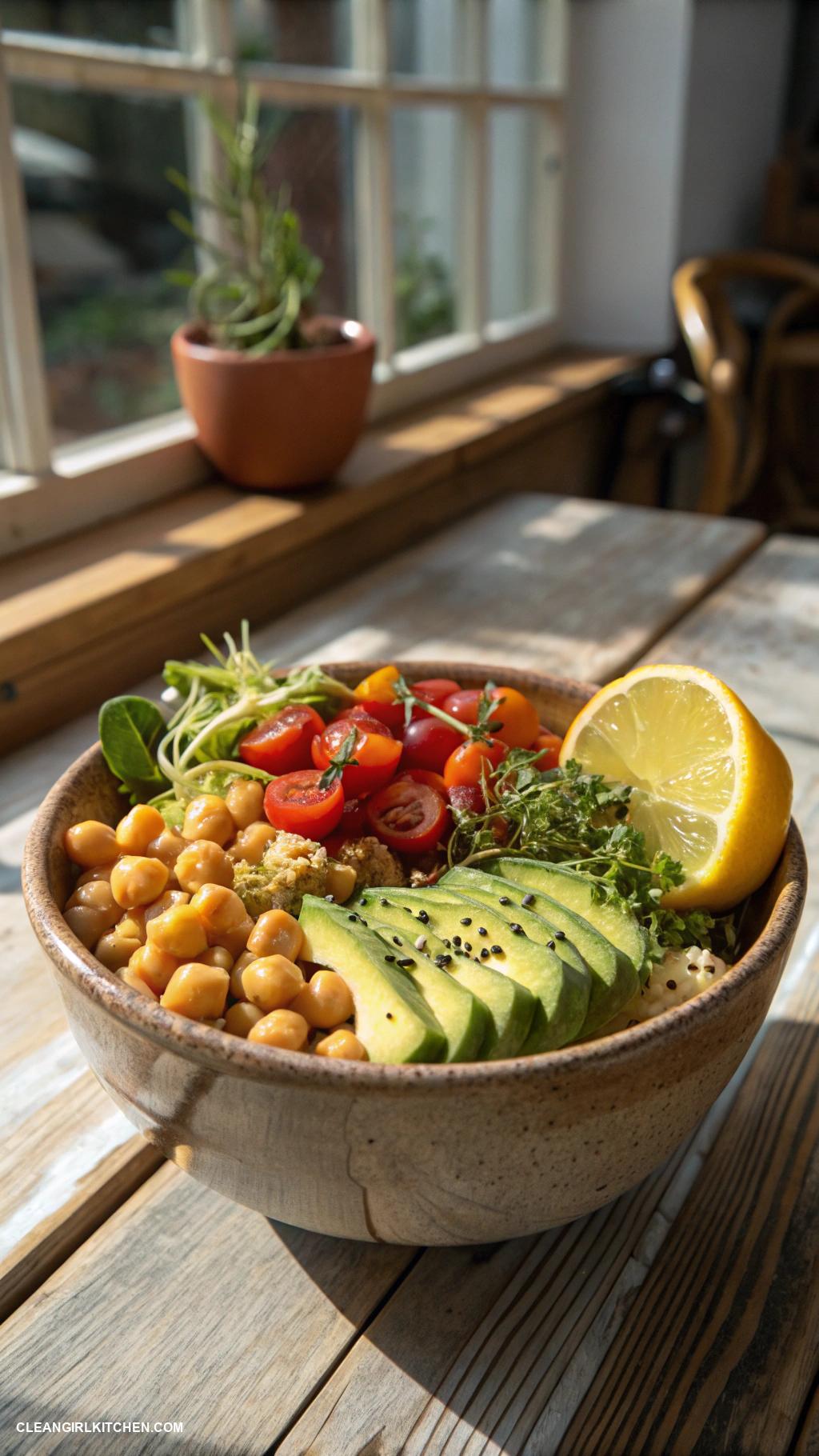 healthy foods Chickpea and avocado salad bowls