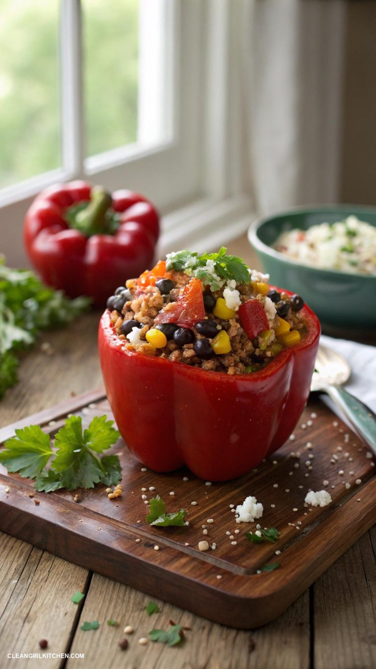 healthy foods Quinoa stuffed bell peppers with spices