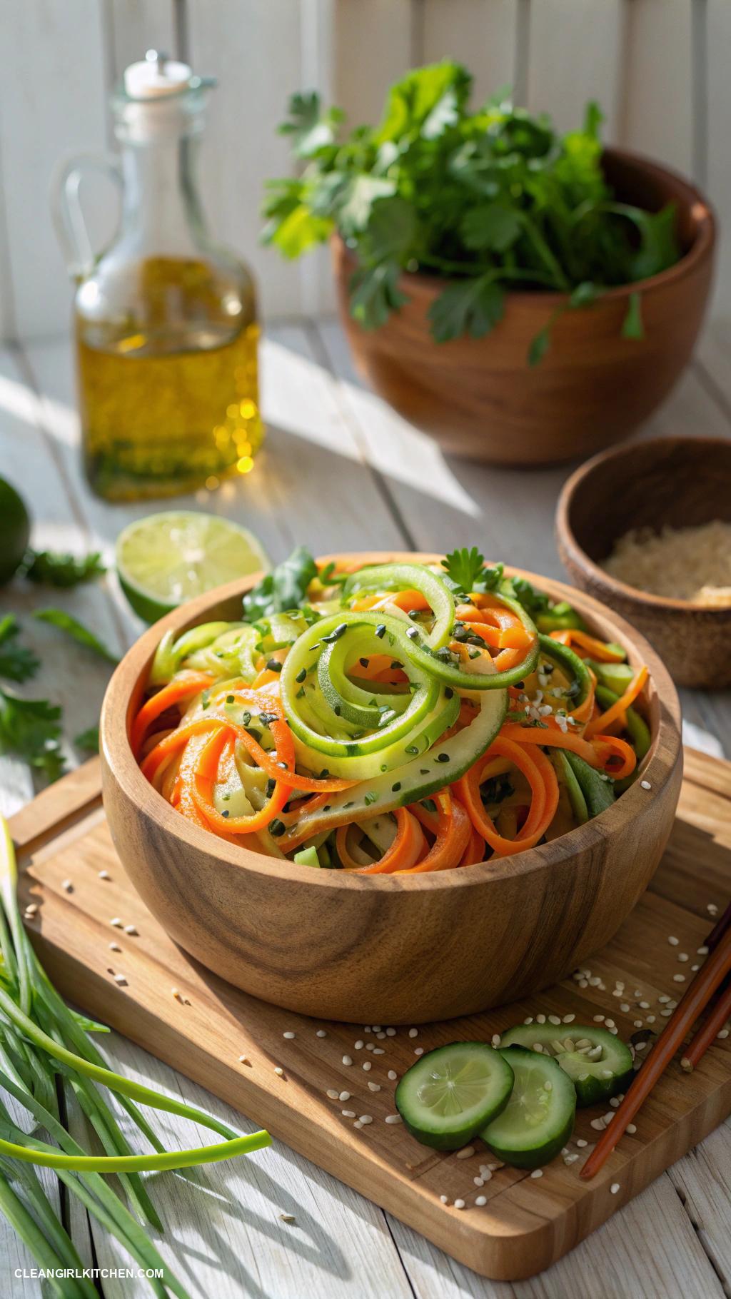 healthy foods Spiralized cucumber and carrot salad