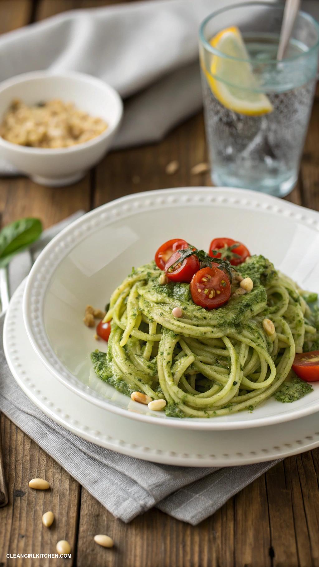 healthy foods Zucchini Noodles with Pesto