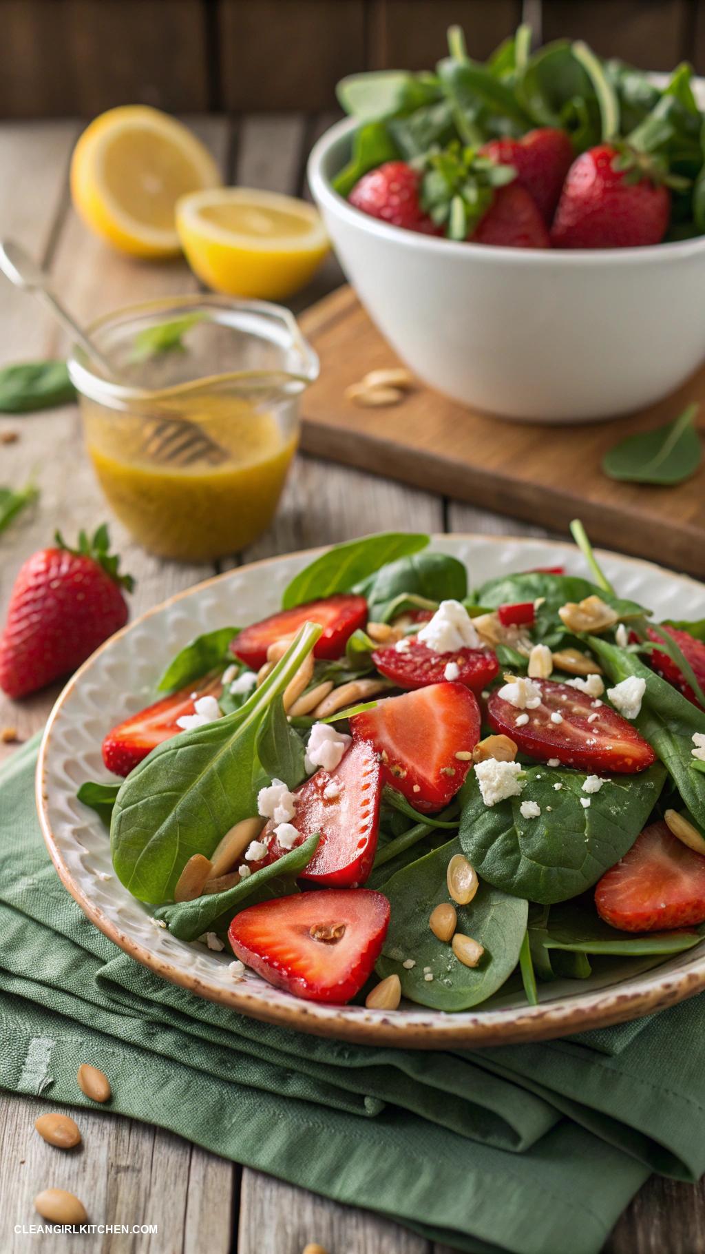 healthy fruit recipes Strawberry Spinach Salad with Honey Mustard Dressing