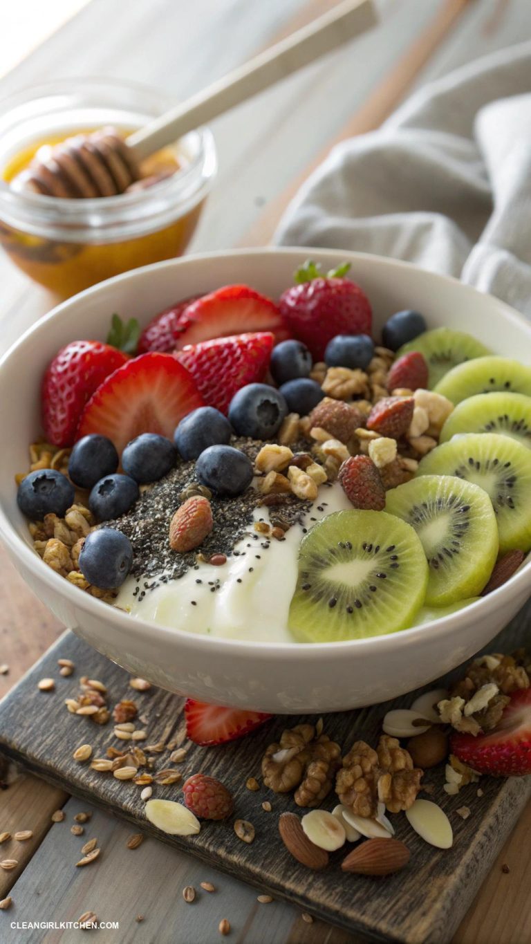 healthy lunch recipes Greek Yogurt with Fresh Fruit and Nuts