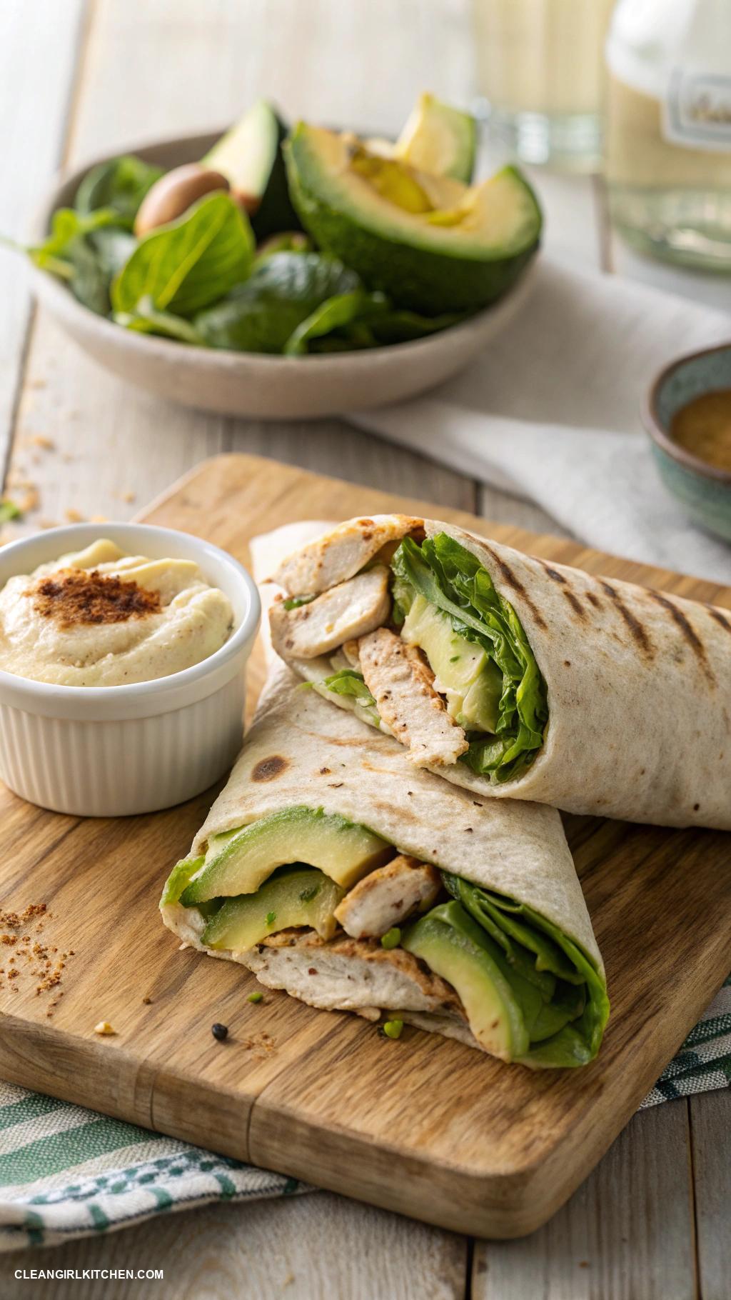healthy lunch recipes Grilled Chicken Wrap with Avocado and Hummus