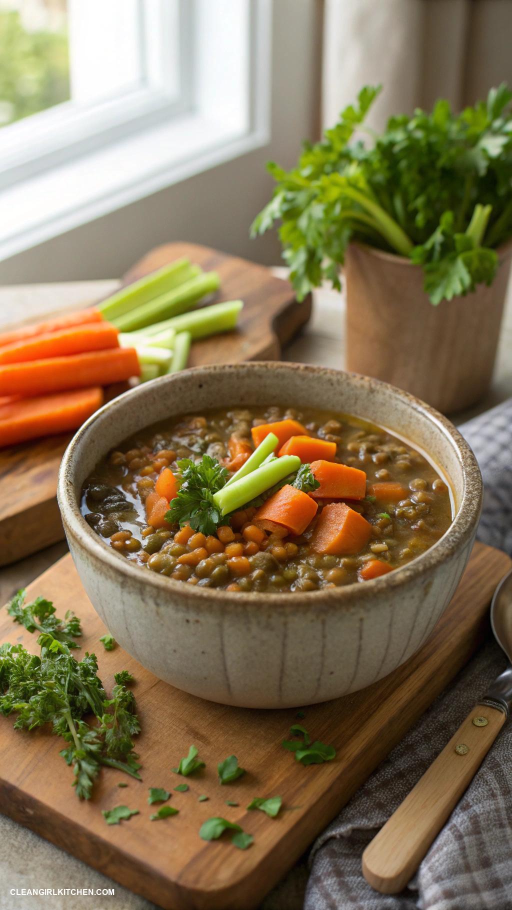 healthy lunch recipes Lentil Soup with Carrots and Celery