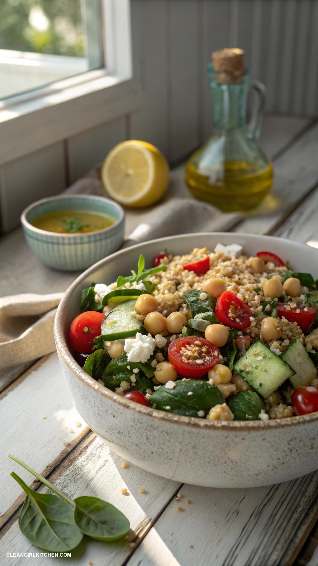 healthy lunch recipes Quinoa Salad with Chickpeas and Spinach