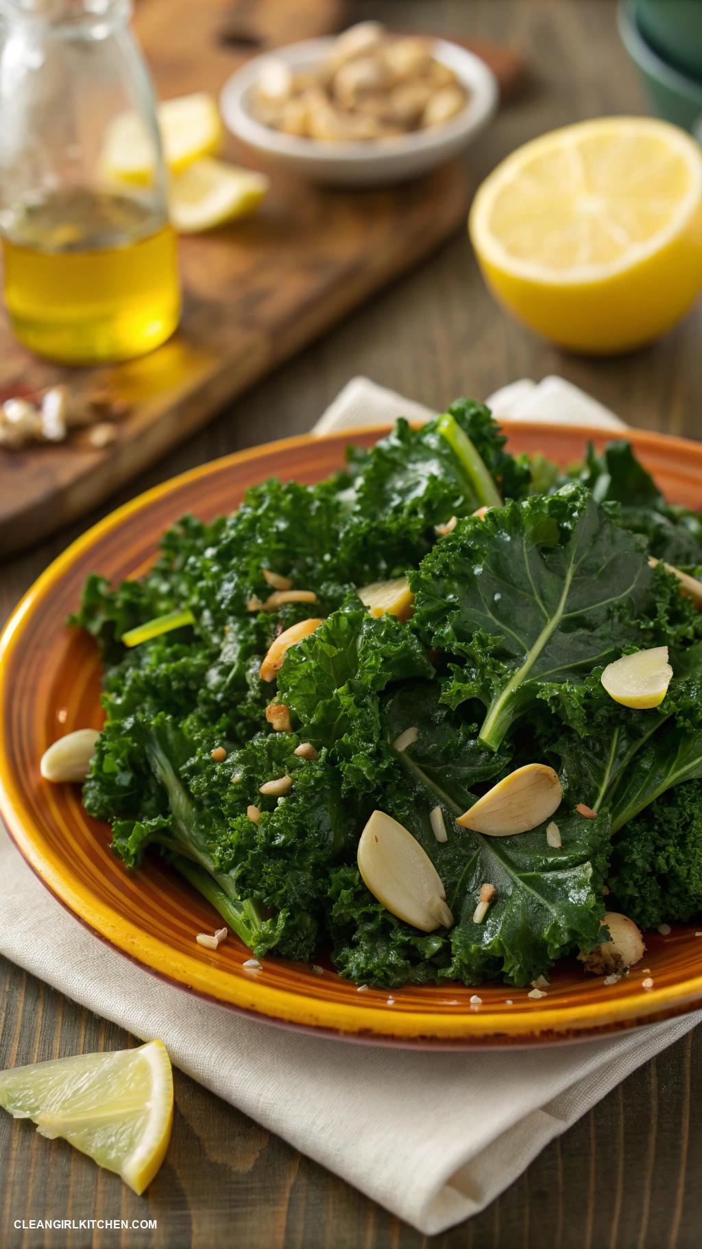 healthy lunch recipes Sautyed Kale with Garlic and Lemon