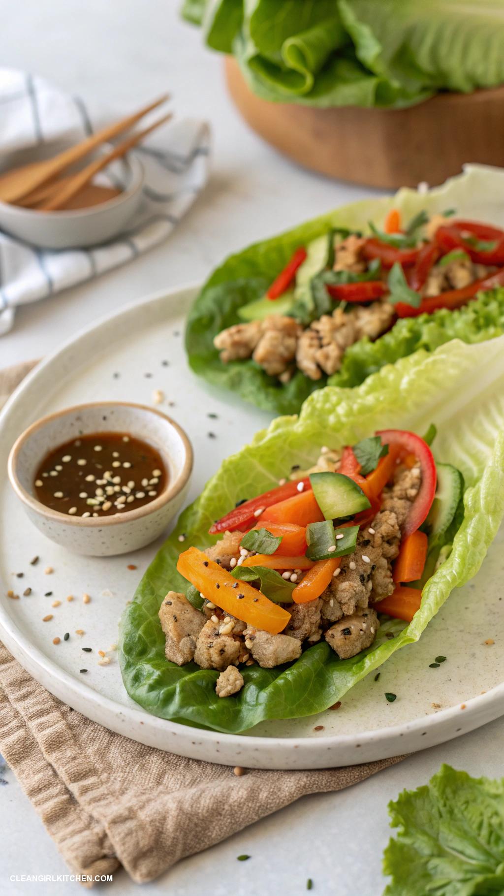 healthy lunch recipes Turkey and Veggie Lettuce Wraps