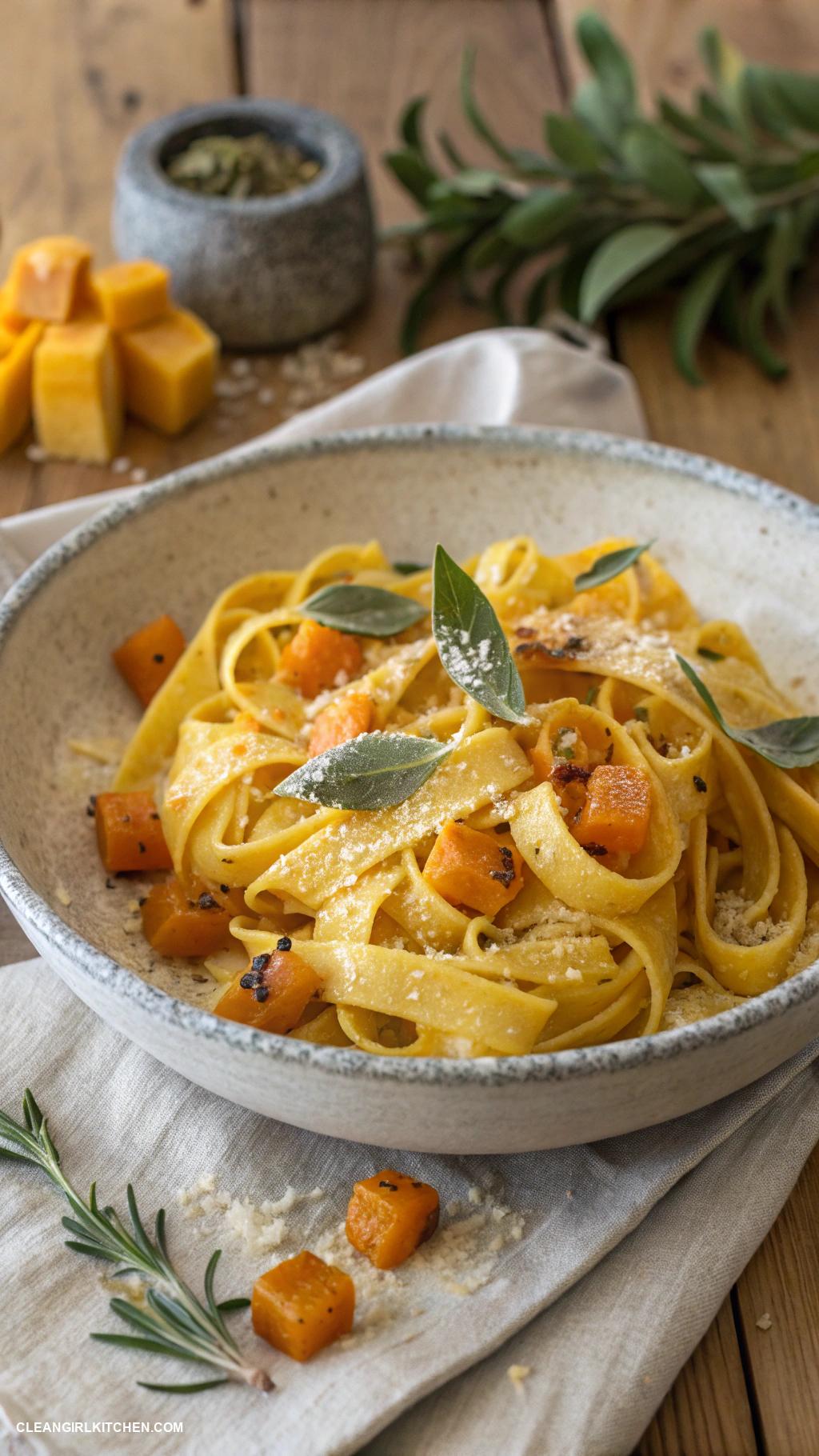 healthy pasta recipes Butternut Squash and Sage Fettuccine