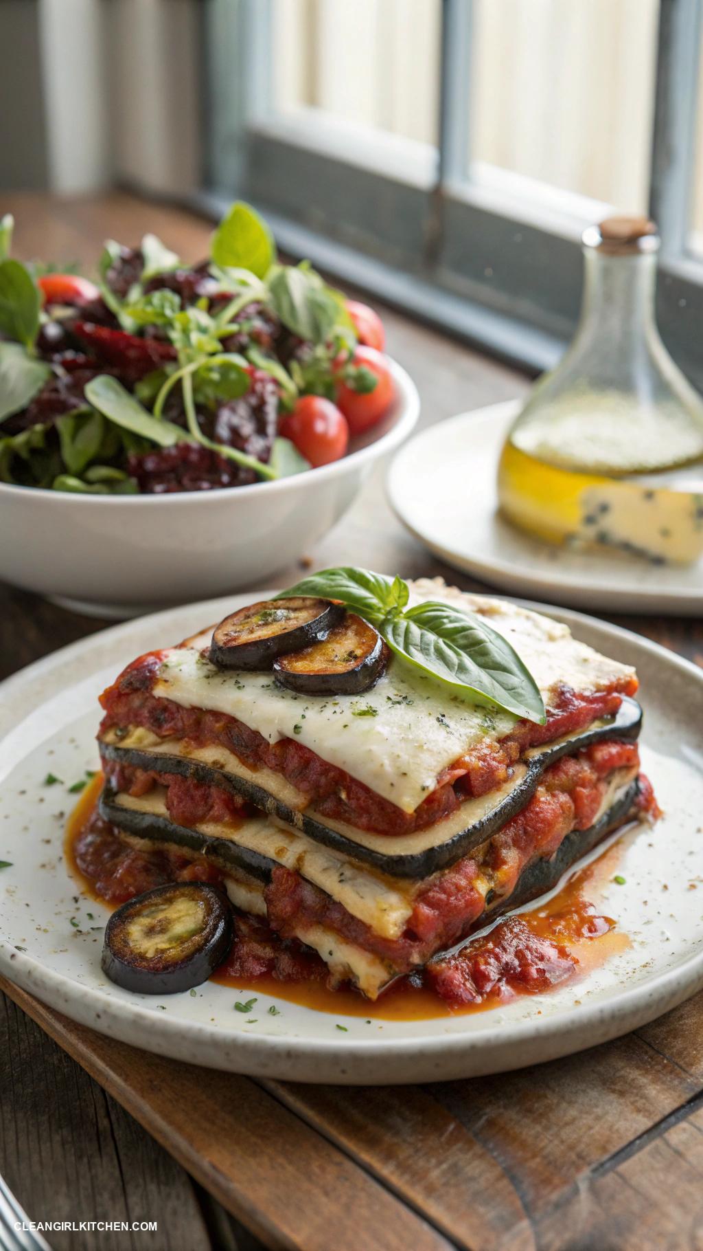 healthy pasta recipes Eggplant Lasagna with Cashew Cheese