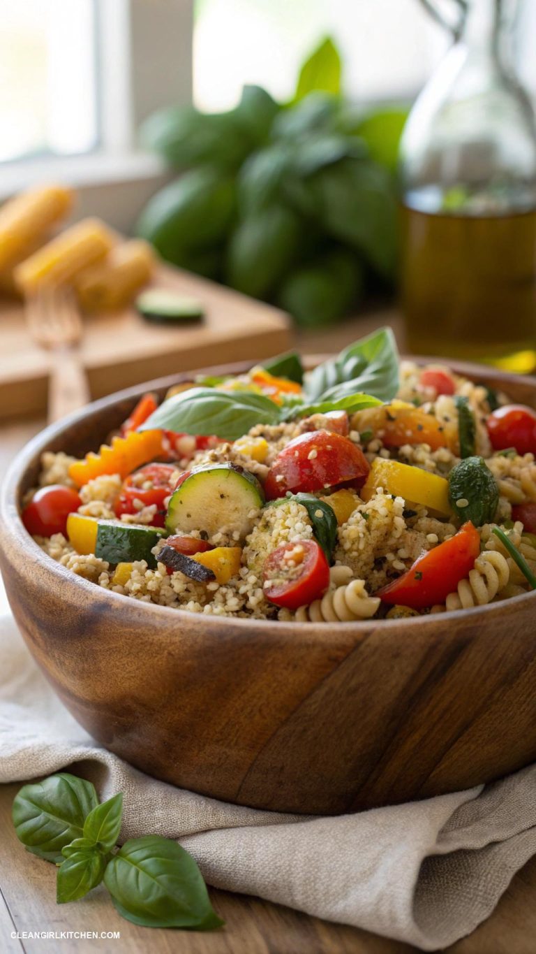 healthy pasta recipes Quinoa Pasta Salad with Roasted Vegetables
