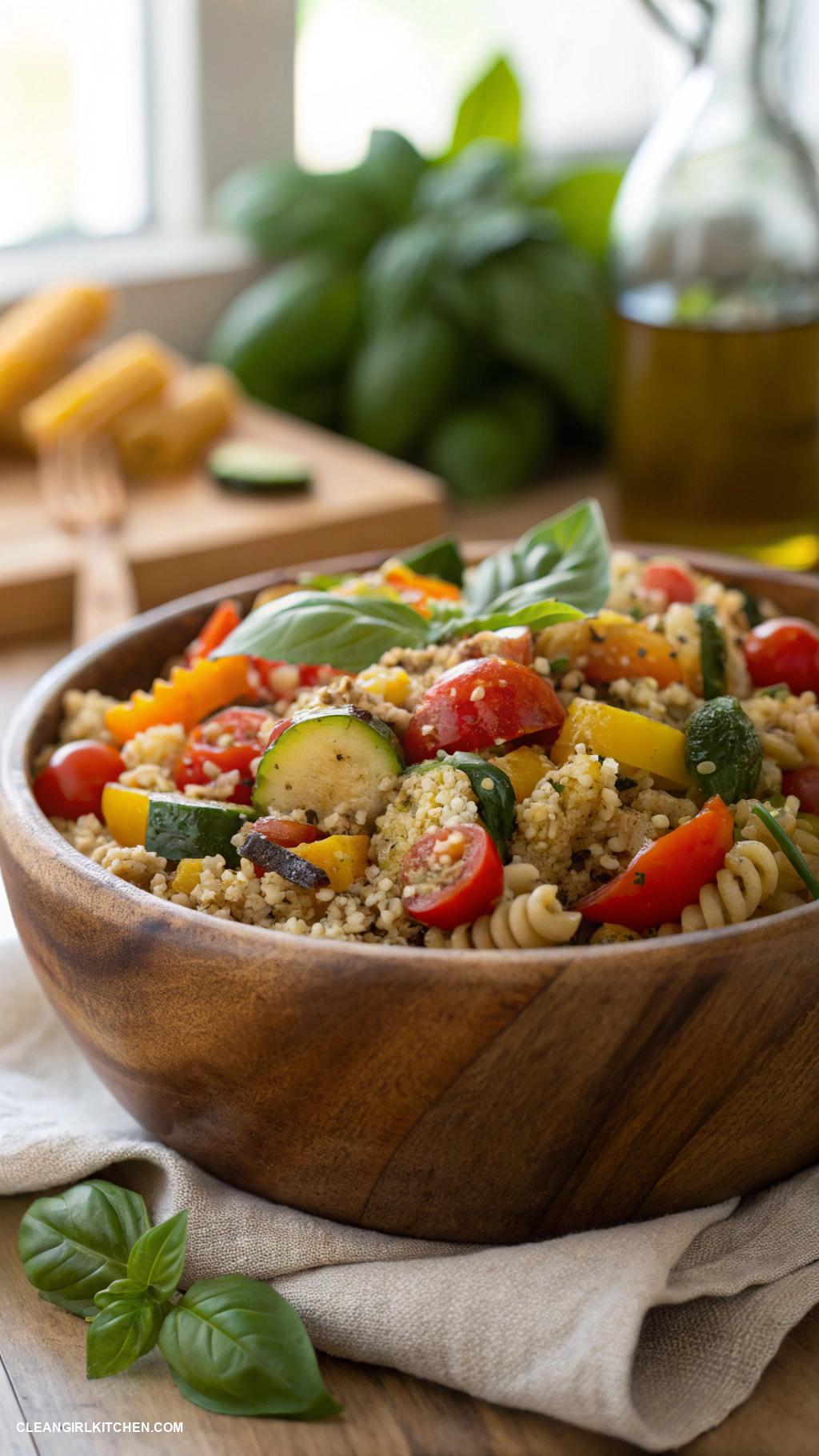 healthy pasta recipes Quinoa Pasta Salad with Roasted Vegetables