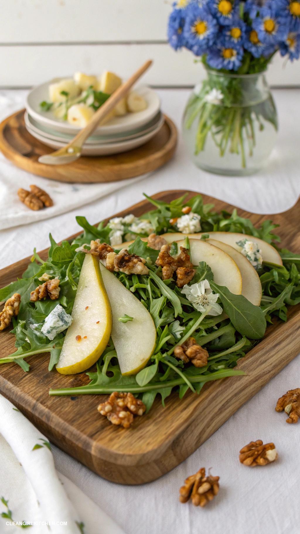 healthy salad recipes Arugula Salad with Pears and Blue Cheese