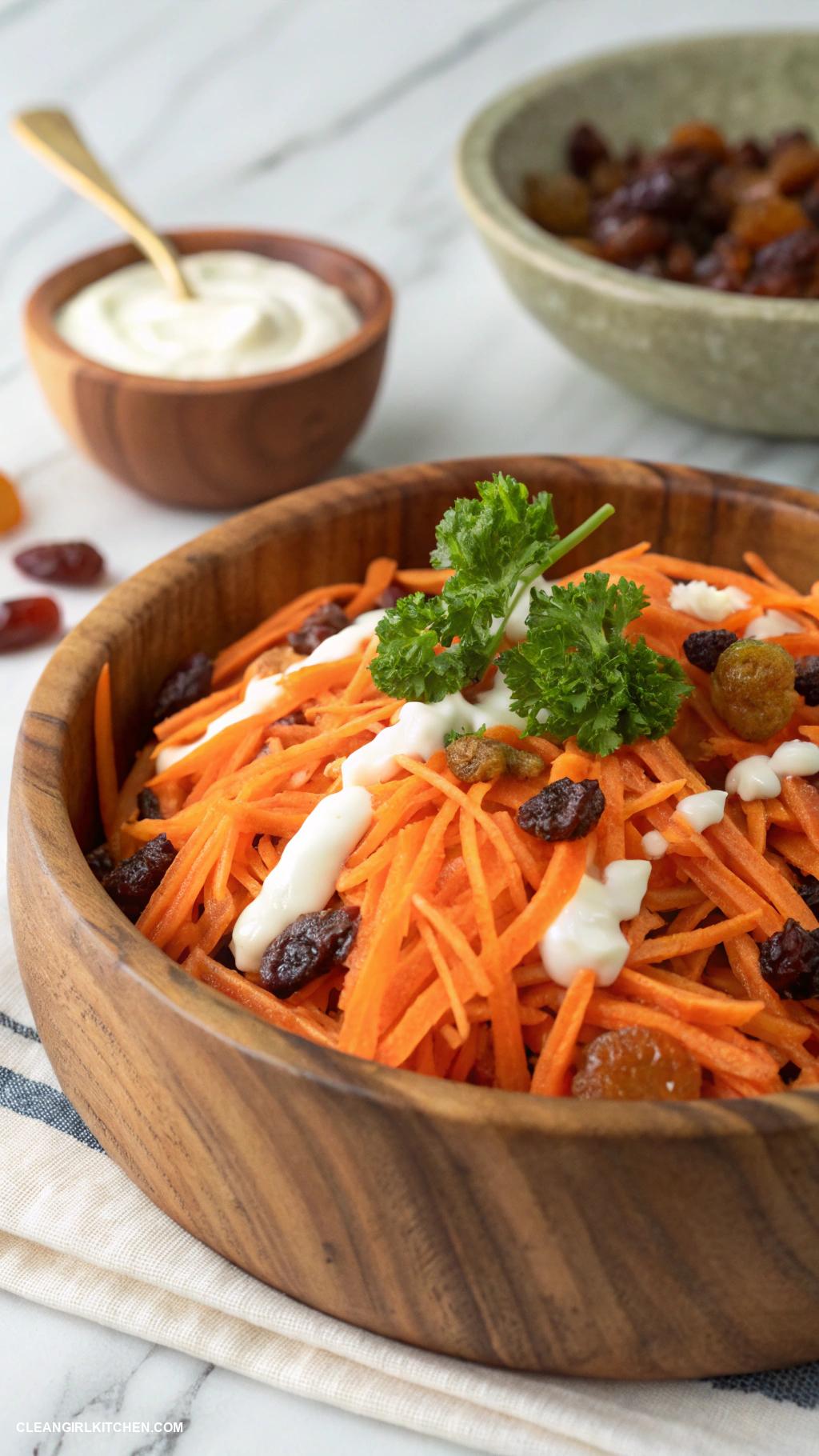 healthy salad recipes Carrot and Raisin Salad with Yogurt Dressing