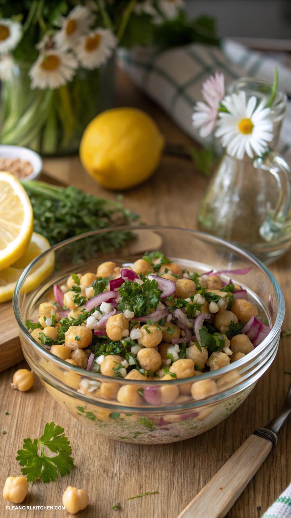 healthy salad recipes Chickpea Salad with Red Onion and Parsley