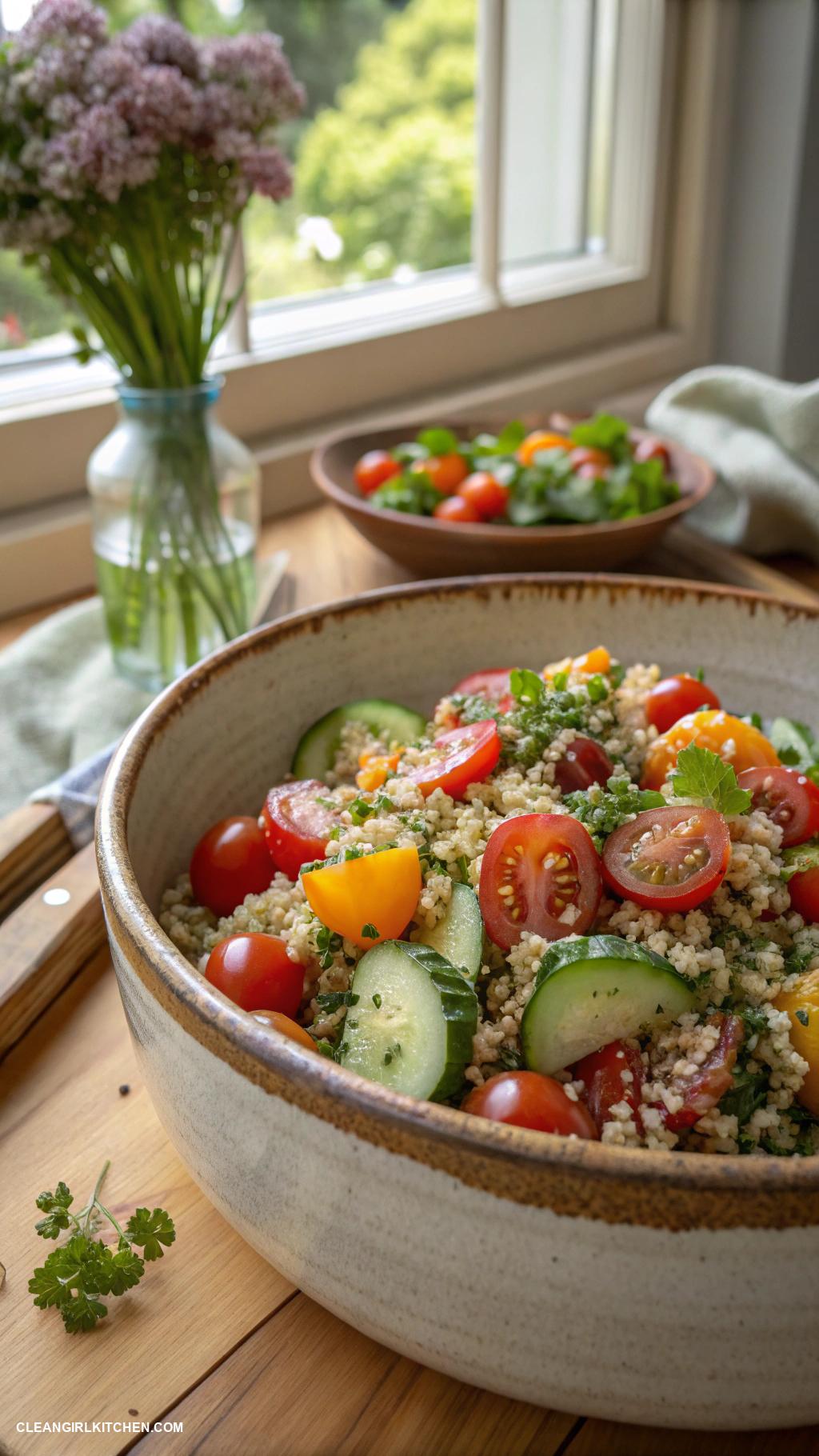 healthy salad recipes Quinoa Salad with Cherry Tomatoes and Cucumber