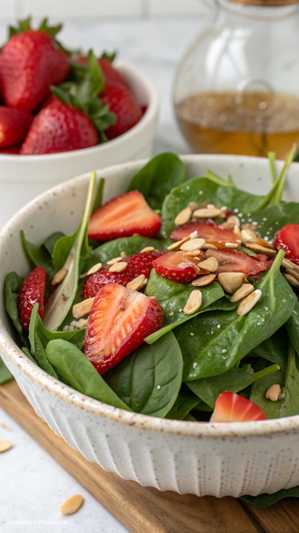 healthy salad recipes Spinach Salad with Strawberries and Almonds