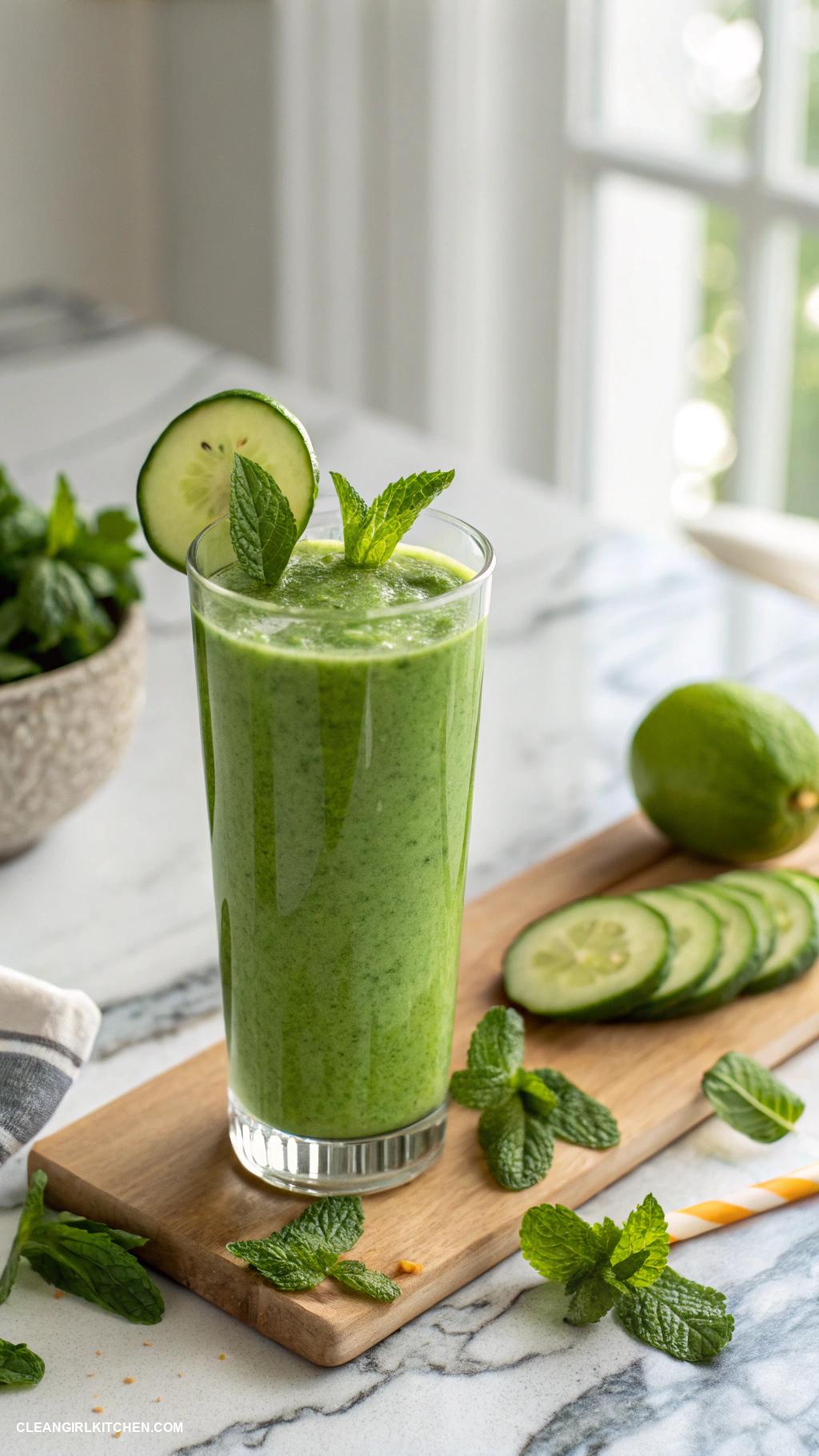 healthy smoothie recipes Cucumber Mint Smoothie Mix cucumber fresh mint lime juice and coconut water for a refreshing summer drink