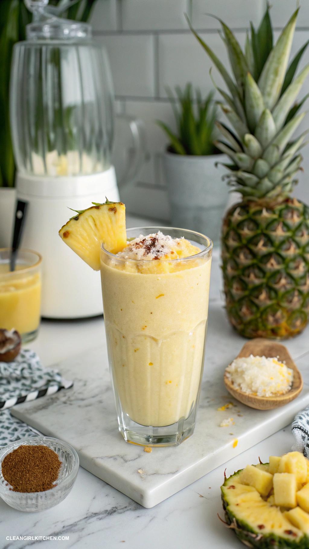 healthy smoothie recipes Pineapple Coconut Smoothie Combine pineapple coconut yogurt ginger and almond milk for a tropical vibe