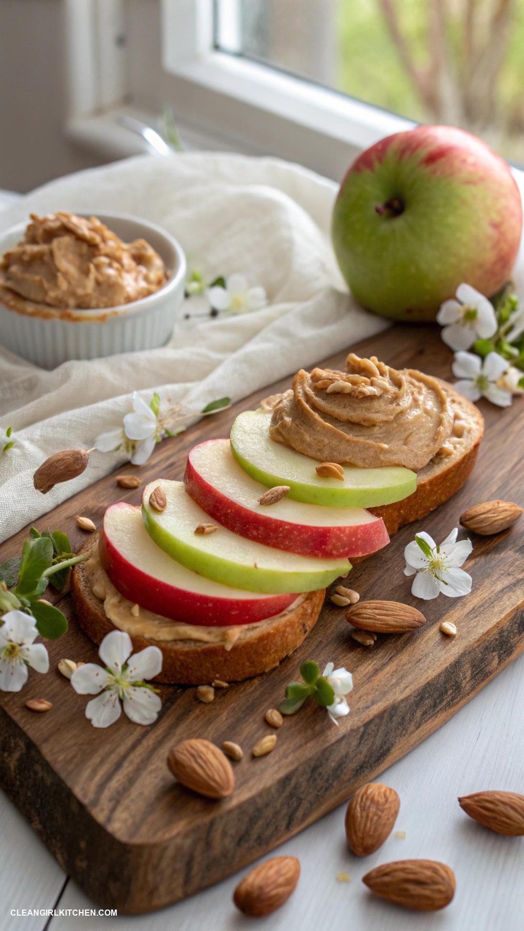 healthy snacks Apple slices with almond butter