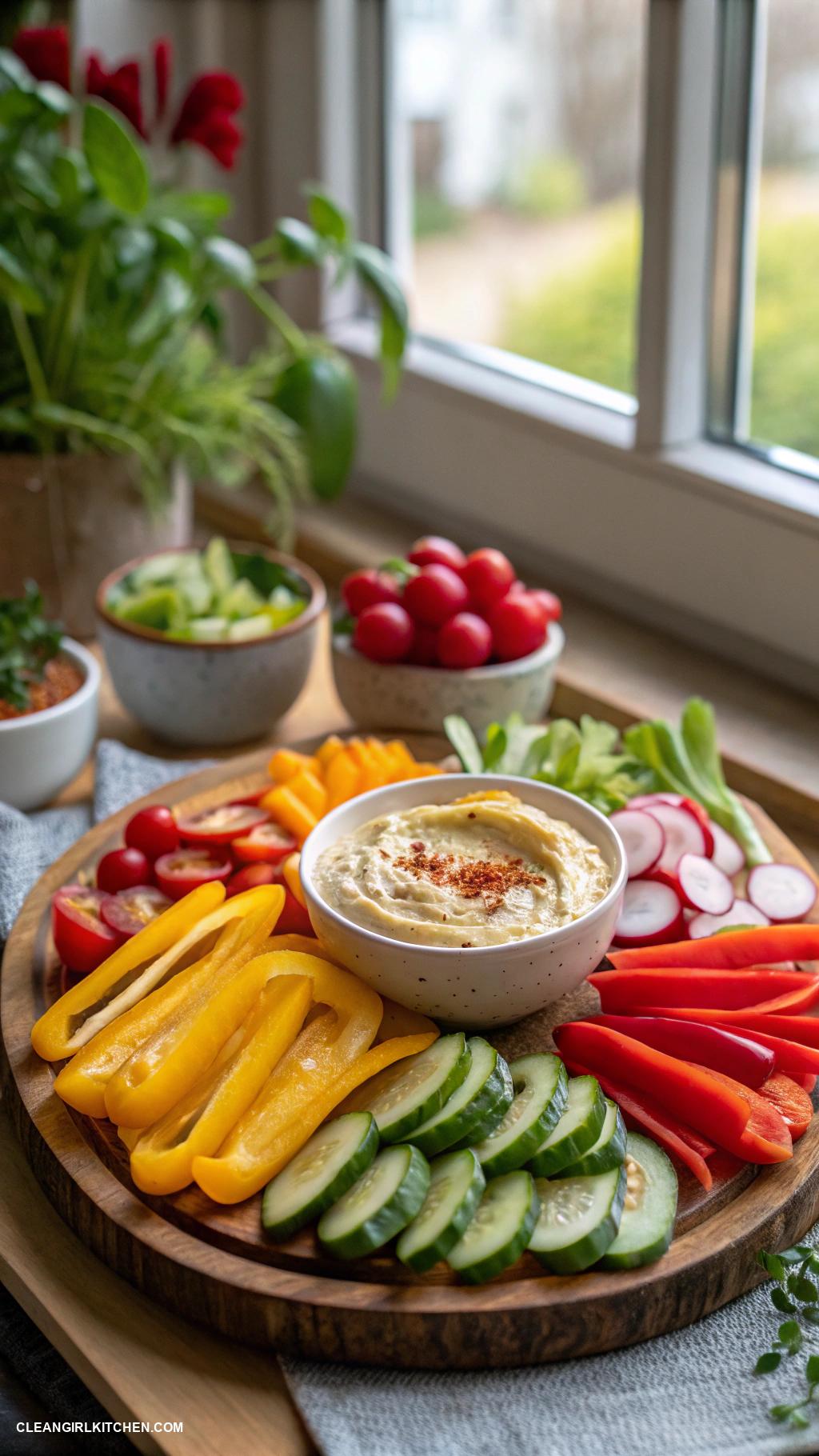 healthy snacks Sliced veggies with hummus