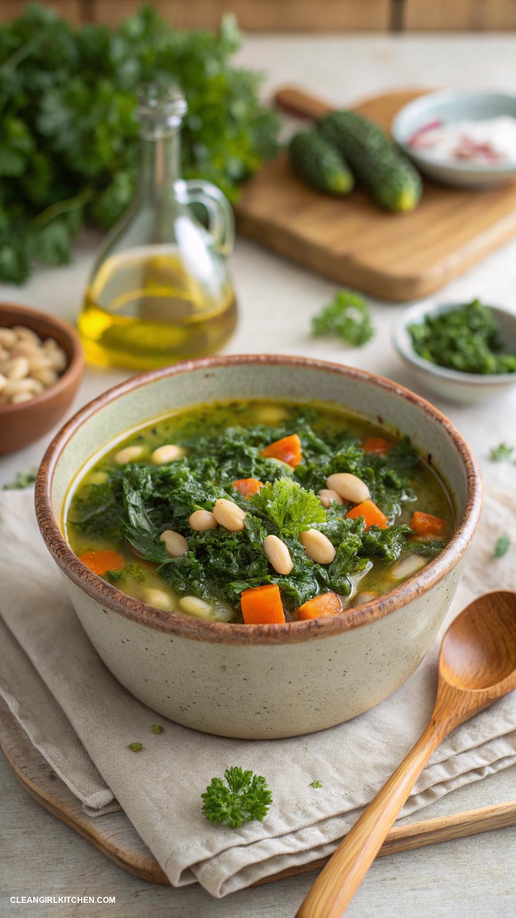 healthy soup recipes Kale and White Bean Soup