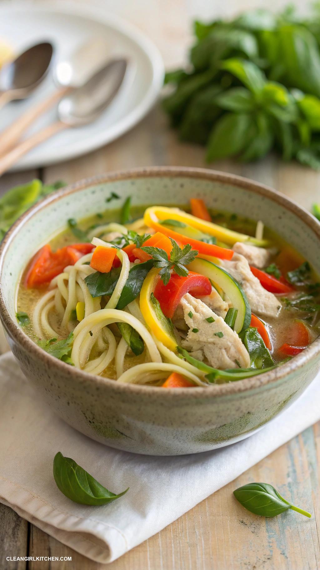 healthy soup recipes Zucchini Noodle Chicken Soup